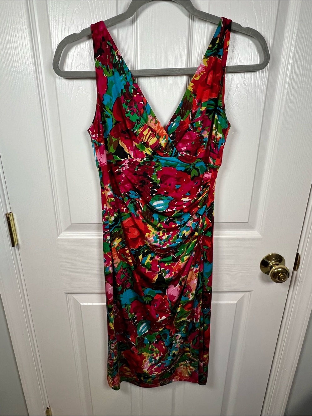 Lauren Ralph Lauren Pink Multi Floral V-Neck Sleeveless Dress